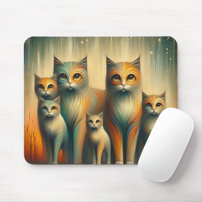 Cats family mouse pad (With Mouse)