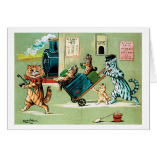 Cats Family's Train Travel, Louis Wain