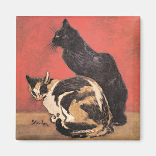 Cats, fine art painting by Theophile Steinlen Magnet