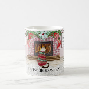 Cat's first christmas personalised coffee mug