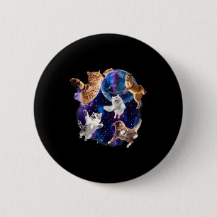 Cats Flying In Galaxy Vintage 90s Funny Galaxy Cat 6 Cm Round Badge