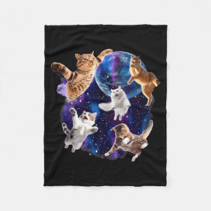 Cats Flying In Galaxy Vintage 90s Funny Galaxy Cat Fleece Blanket