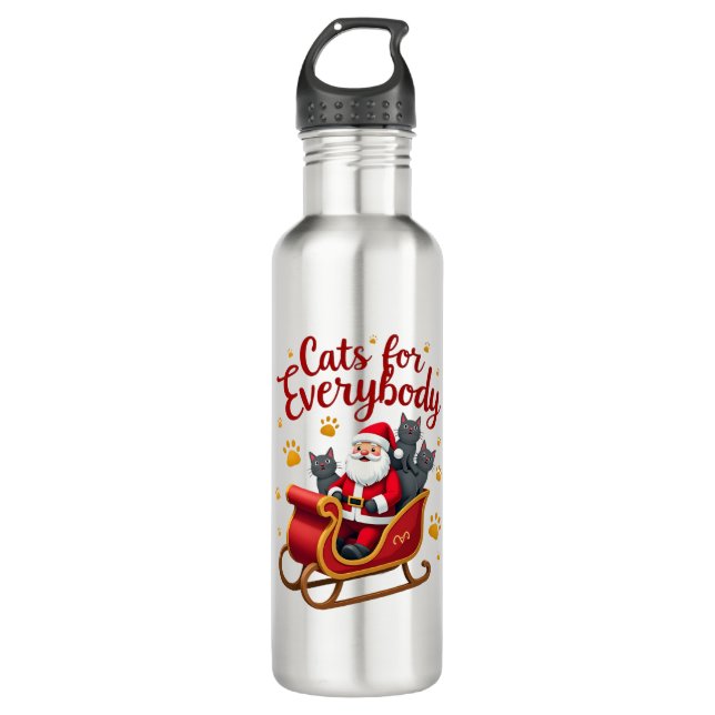 Cats For Everybody Cat Christmas Ugly Christmas Lo 710 Ml Water Bottle (Front)