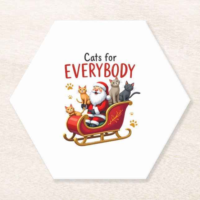 Cats For Everybody Cat Christmas Ugly Christmas Lo Paper Coaster (Front)