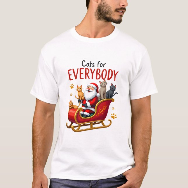 Cats For Everybody Cat Christmas Ugly Christmas Lo T-Shirt (Front)