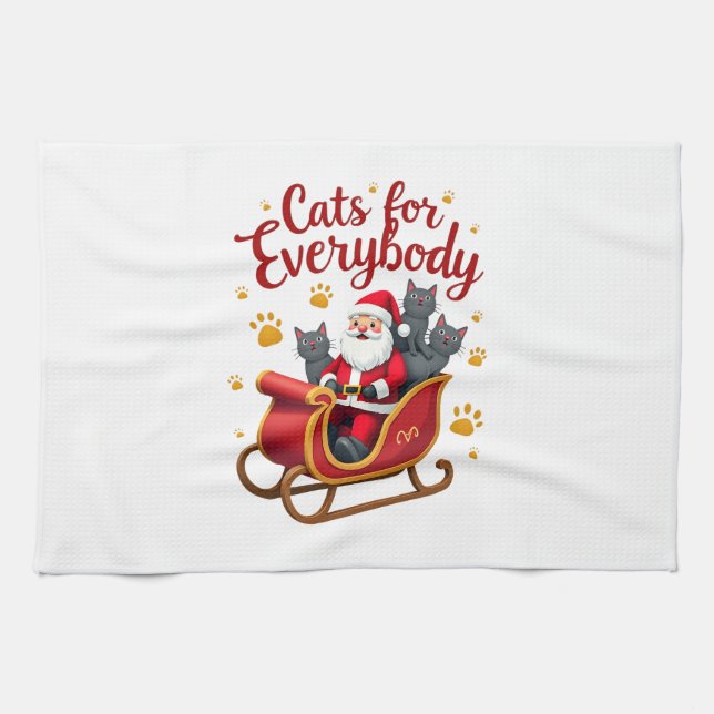 Cats For Everybody Cat Christmas Ugly Christmas Lo Tea Towel (Horizontal)