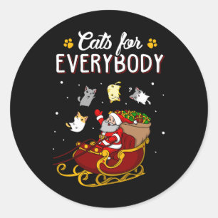 Cats For Everybody Cat Christmas Ugly Christmas Sw Classic Round Sticker