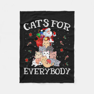 Cats For Everybody Christmas Cat Fun Santa Xmas Pa Fleece Blanket