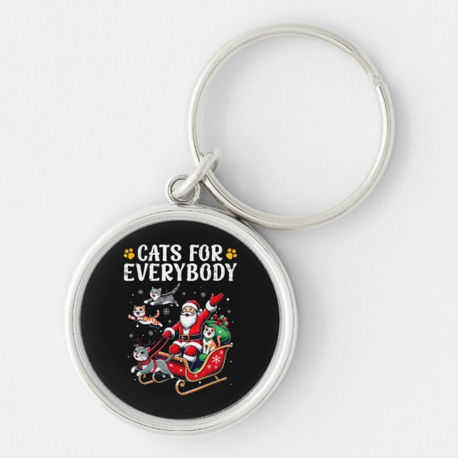 Cats For Everybody Christmas Cat Funny  Key Ring (Front)