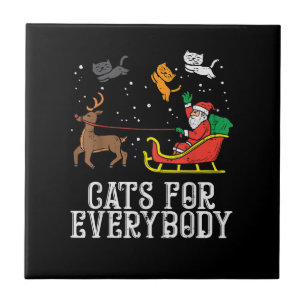 Cats For Everybody Christmas Cat Funny Women Santa Ceramic Tile