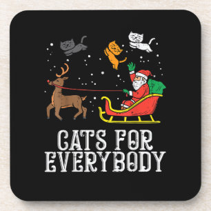 Cats For Everybody Christmas Cat Funny Women Santa Coaster