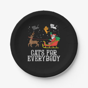 Cats For Everybody Christmas Cat Funny Women Santa Paper Plate