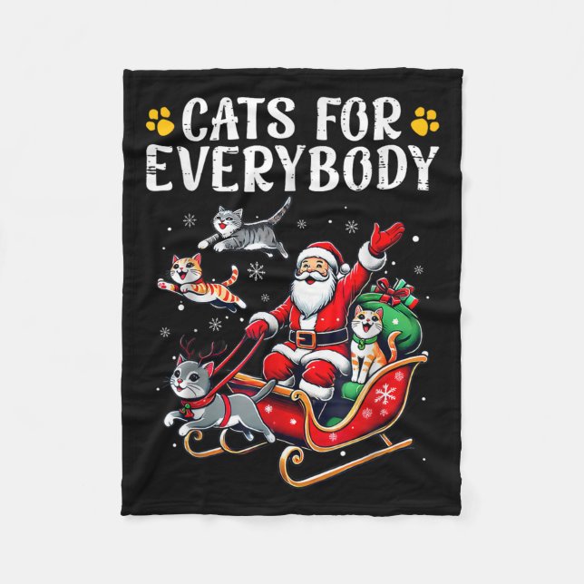 Cats For Everybody Christmas Cat Funny Xmas Men Wo Fleece Blanket (Front)