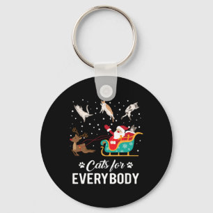 Cats For Everybody Christmas Cat Funny Xmas Santa Key Ring