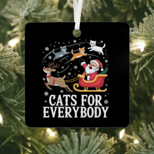 Cats For Everybody Christmas Cat Funny Xmas Santa  Metal Tree Decoration