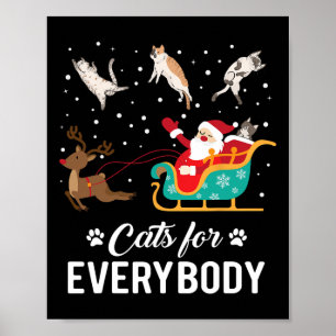 Cats For Everybody Christmas Cat Funny Xmas Santa Poster