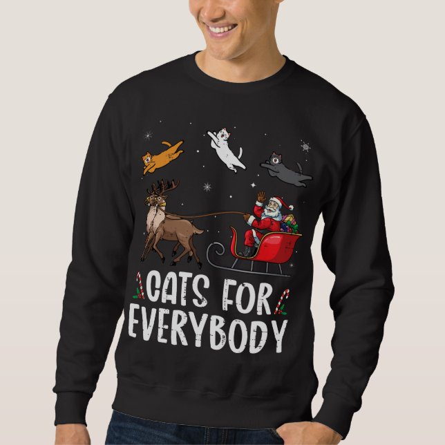 Cats For Everybody Christmas Cat Funny Xmas Santa Sweatshirt (Front)
