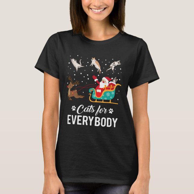 Cats For Everybody Christmas Cat Funny Xmas Santa  T-Shirt (Front)