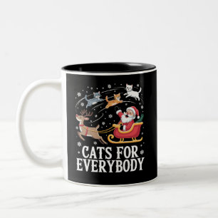 Cats For Everybody Christmas Cat Funny Xmas Santa  Two-Tone Coffee Mug