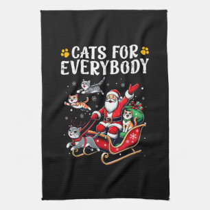 cats for everybody christmas cat funny xmas tea towel