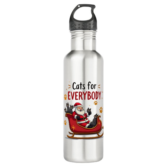 Cats For Everybody Christmas Cat Funny Xmas Women  710 Ml Water Bottle (Front)