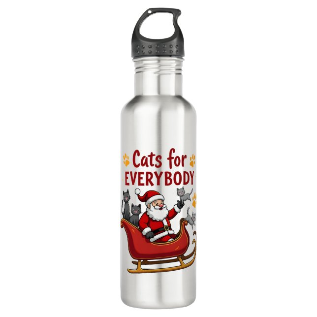 Cats For Everybody Christmas Cat Funny Xmas Women  710 Ml Water Bottle (Front)