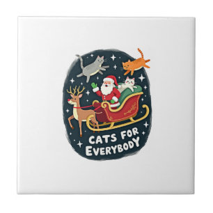 Cats For Everybody Christmas Cat Funny Xmas Women Ceramic Tile