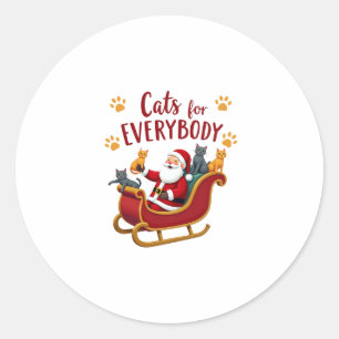 Cats For Everybody Christmas Cat Funny Xmas Women Classic Round Sticker