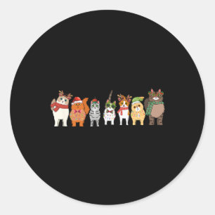 Cats For Everybody Christmas Cat Funny Xmas Women  Classic Round Sticker