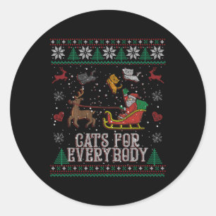 Cats For Everybody Christmas Cat Funny Xmas Women Classic Round Sticker