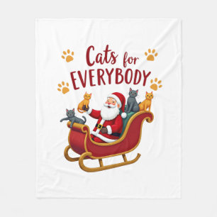 Cats For Everybody Christmas Cat Funny Xmas Women  Fleece Blanket