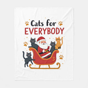 Cats For Everybody Christmas Cat Funny Xmas Women Fleece Blanket