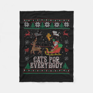Cats For Everybody Christmas Cat Funny Xmas Women Fleece Blanket