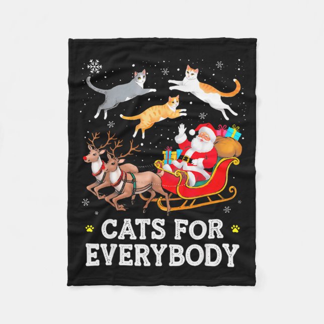 Cats For Everybody Christmas Cat Funny Xmas Women  Fleece Blanket (Front)