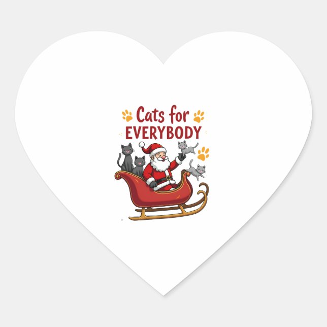 Cats For Everybody Christmas Cat Funny Xmas Women  Heart Sticker (Front)