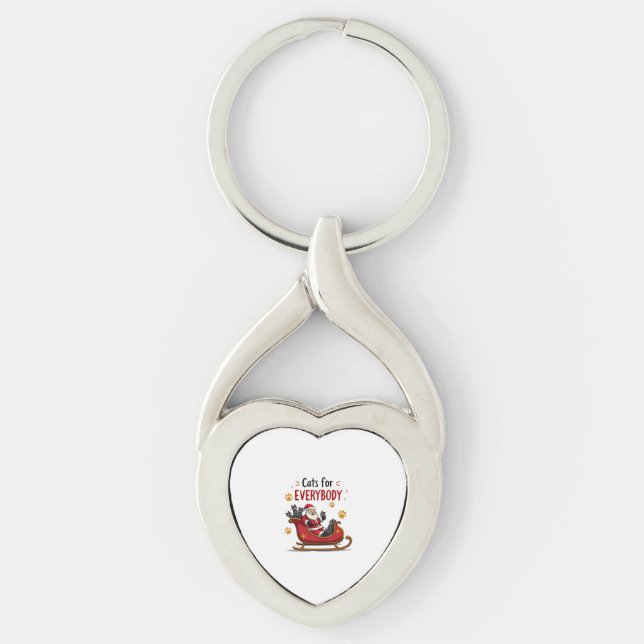 Cats For Everybody Christmas Cat Funny Xmas Women  Key Ring (Front)