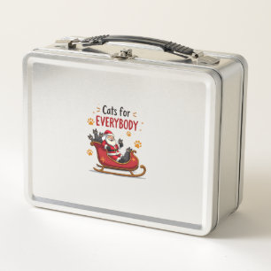 Cats For Everybody Christmas Cat Funny Xmas Women Metal Lunch Box