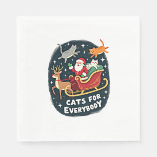 Cats For Everybody Christmas Cat Funny Xmas Women Napkin