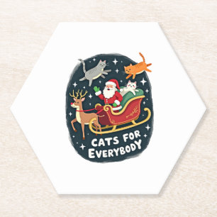 Cats For Everybody Christmas Cat Funny Xmas Women Paper Coaster