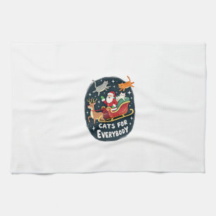 Cats For Everybody Christmas Cat Funny Xmas Women  Tea Towel