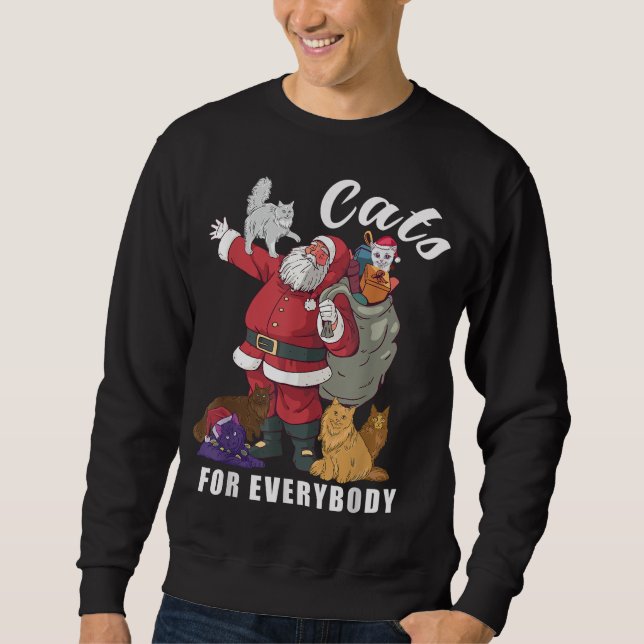 Cats For Everybody Christmas Cat Lover Santa Gifts Sweatshirt (Front)