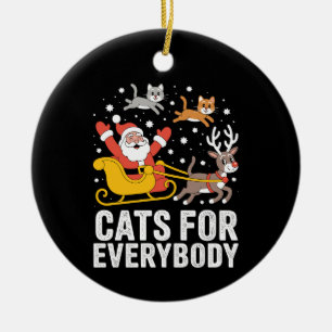 Cats For Everybody Christmas Cat Santa Xmas Ceramic Ornament