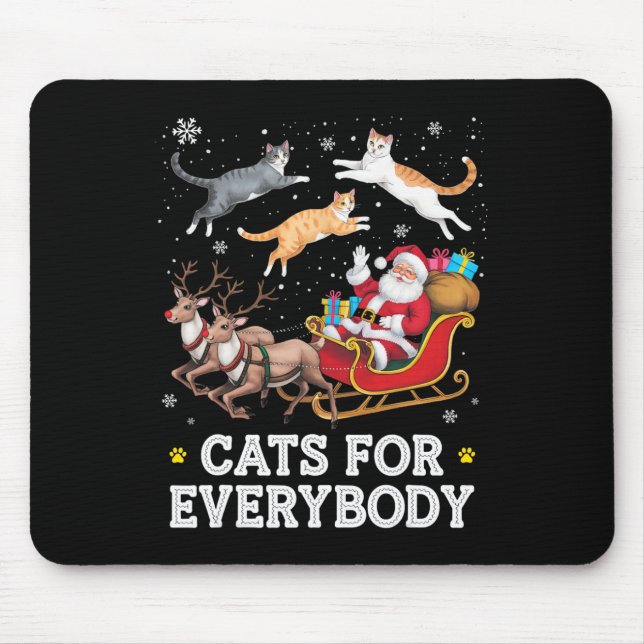 Cats For Everybody Christmas Funny Santa Cat Lover Mouse Pad (Front)