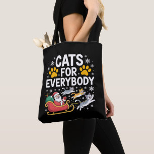 Cats For Everybody Christmas Santa Sleigh Snow Tote Bag