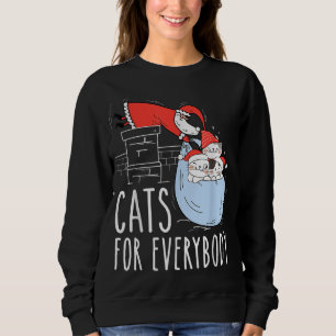 Cats for Everybody Cute Christmas Cat Santa Hat Fu Sweatshirt