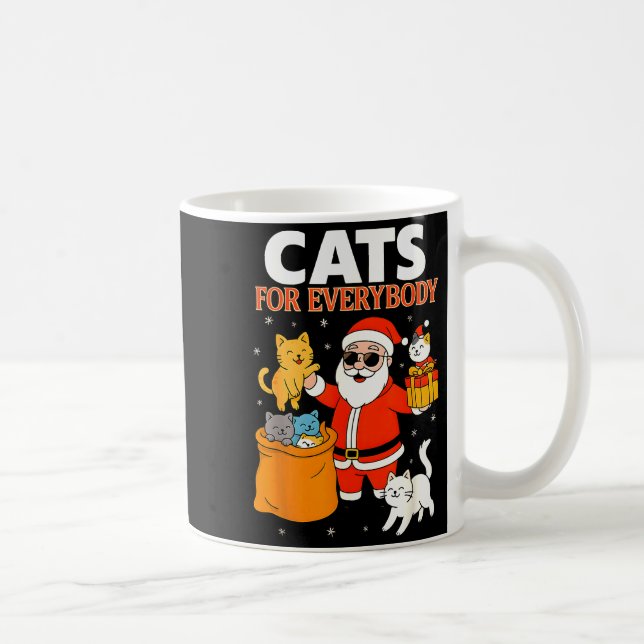 Cats For Everybody Funny Christmas Cat Xmas Santa  Coffee Mug (Right)