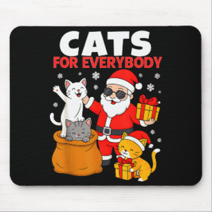 Cats For Everybody Funny Christmas Cat Xmas Santa Mouse Pad