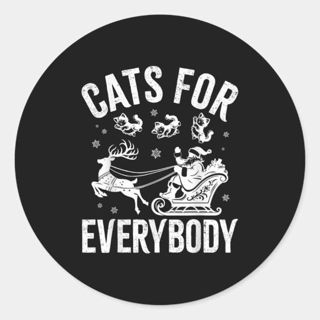 Cats For Everybody Funny Christmas Santa Cat Lover Classic Round Sticker (Front)