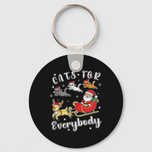 Cats For Everybody Funny Santa Xmas Apparel Key Ring