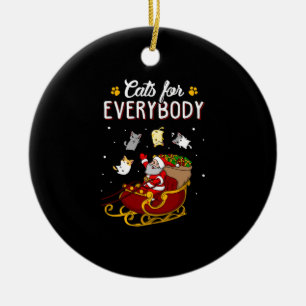 Cats For Everybody Funny Ugly Christmas Swea Ceramic Ornament